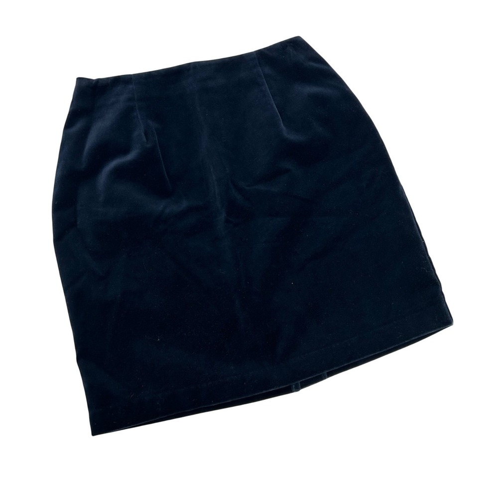 Hugo Buscati Collection Navy Blue Velvet Mini Skirt High Waisted Size 6 Pencil